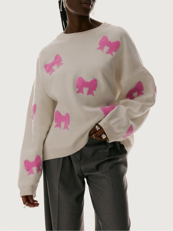 Roze Strik / S Aalina | Gebreid hart Sweatshirt Mykozo