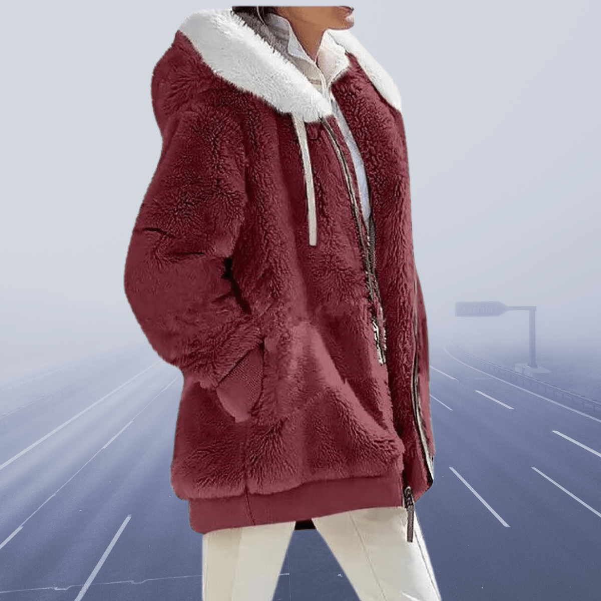 Rood / S Alessa | Elegante Casual Fleece Jas Mykozo