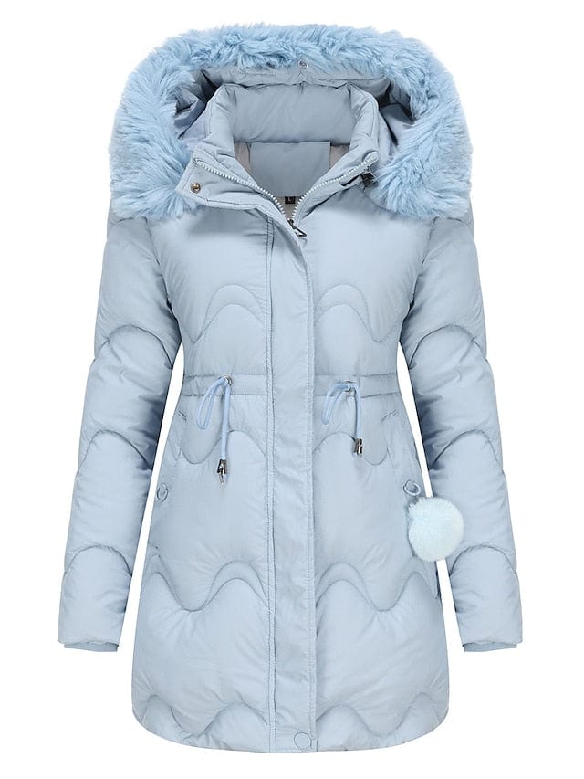 Blauw / XS Amanda | Elegante gevoerde Dames winter jas Mykozo