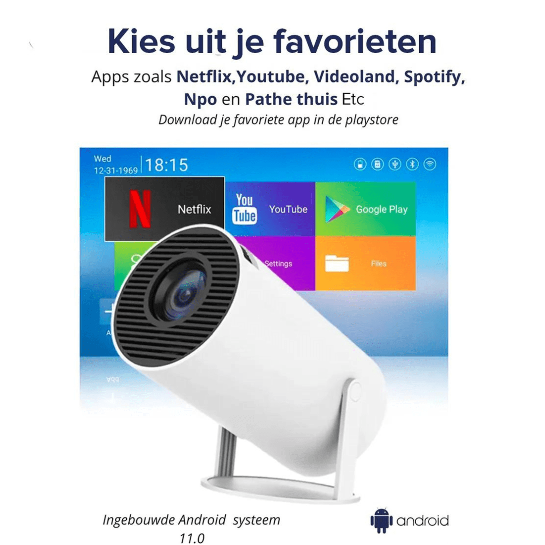 BEAMER - 180° Graden Draagbare Projector met WiFi Mykozo