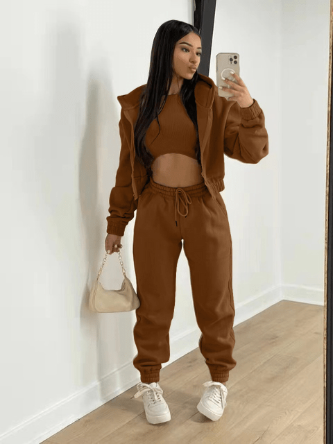 Casual set Brown / S Bella – Casual driedelig set Mykozo