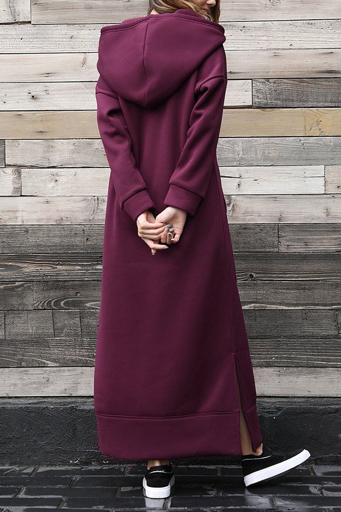 Midi dresses Wijn Rood / 2XL Berdina | Elegante Hoodie-jurk met zakken Mykozo