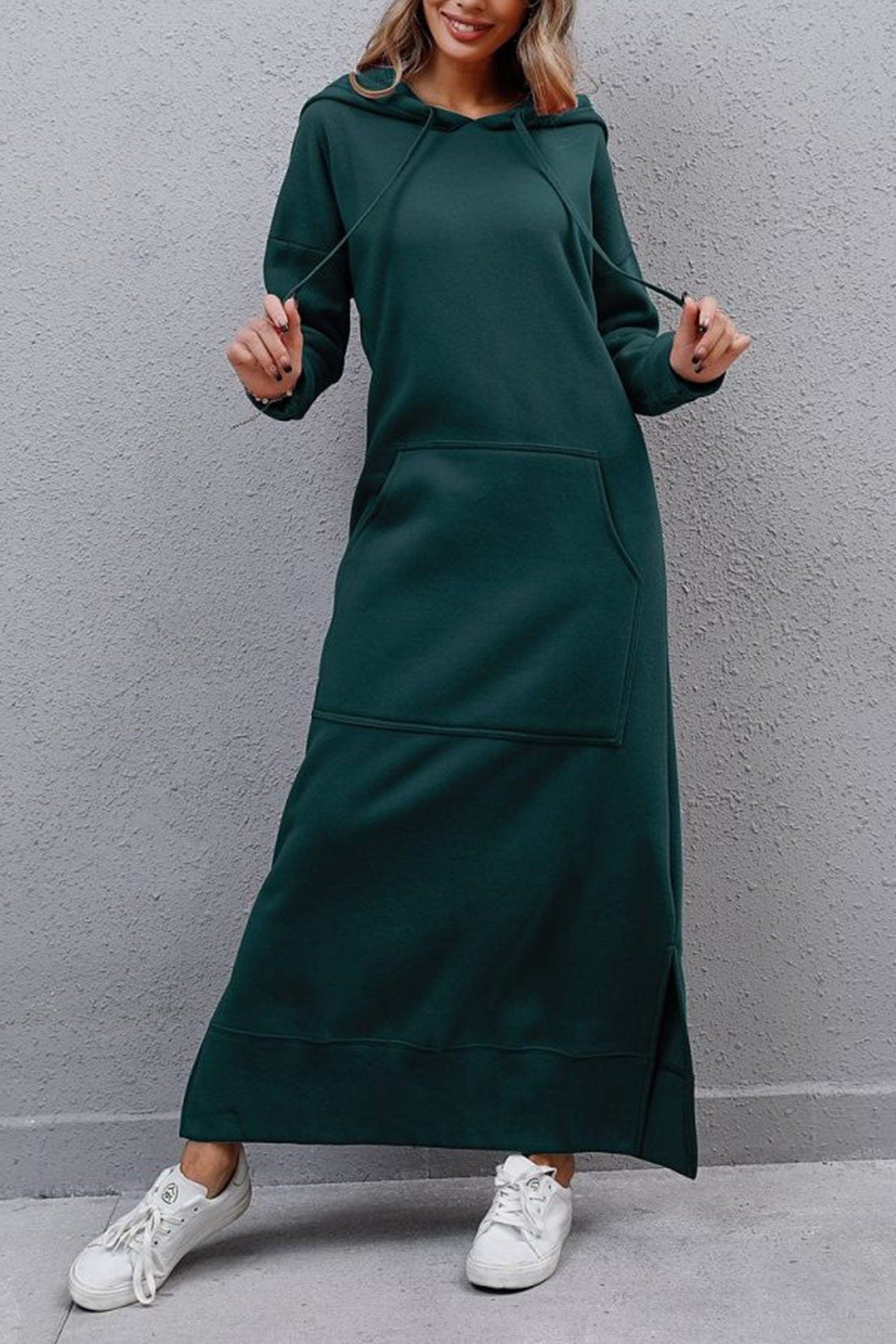 Midi dresses Groen 2 / S Berdina | Elegante Hoodie-jurk met zakken Mykozo