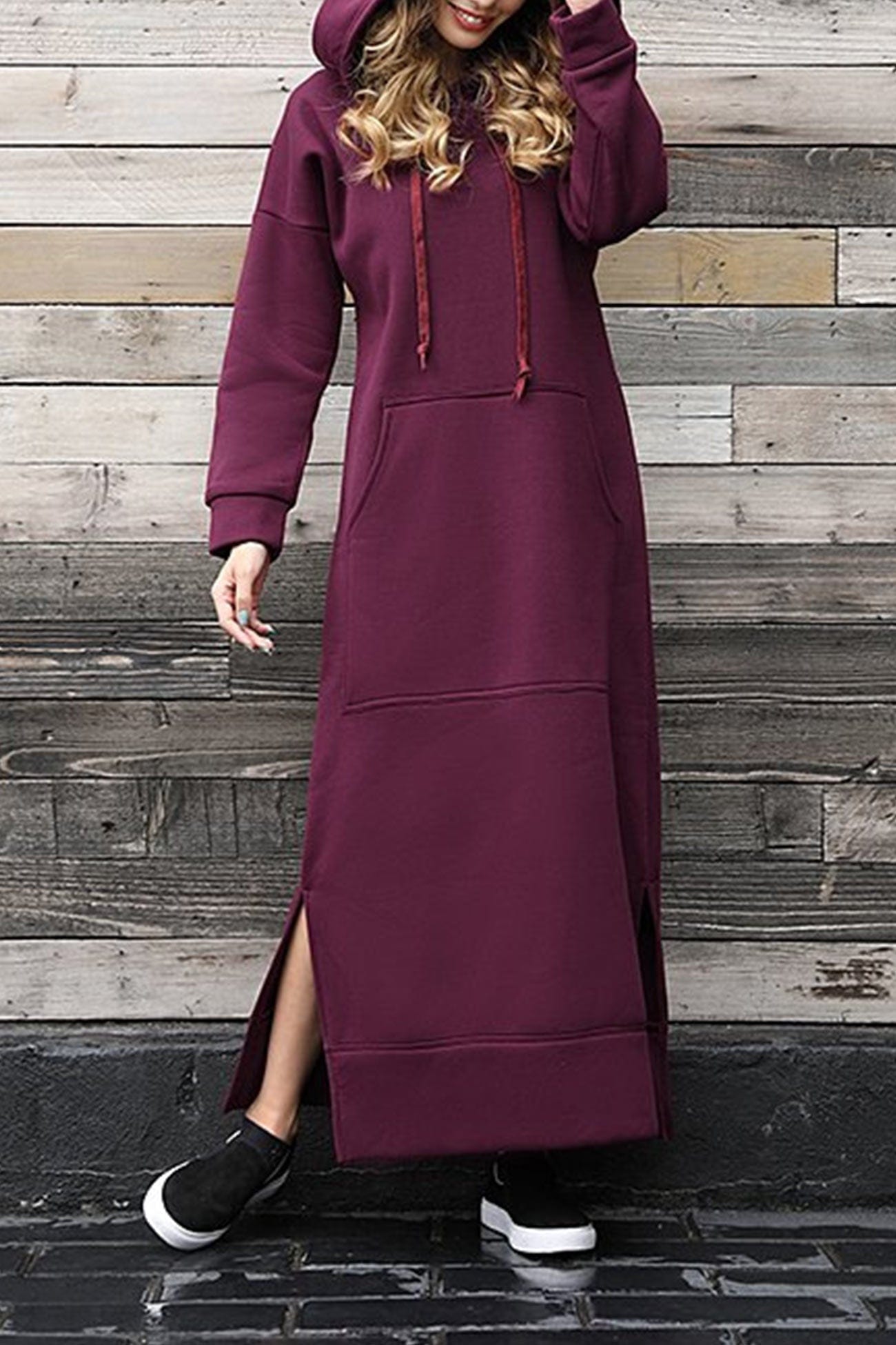 Midi dresses Wijn Rood / S Berdina | Elegante Hoodie-jurk met zakken Mykozo