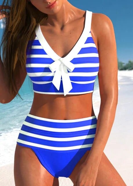 677 Blauw / XS Cara® | Stijlvolle gestreepte bikini Mykozo