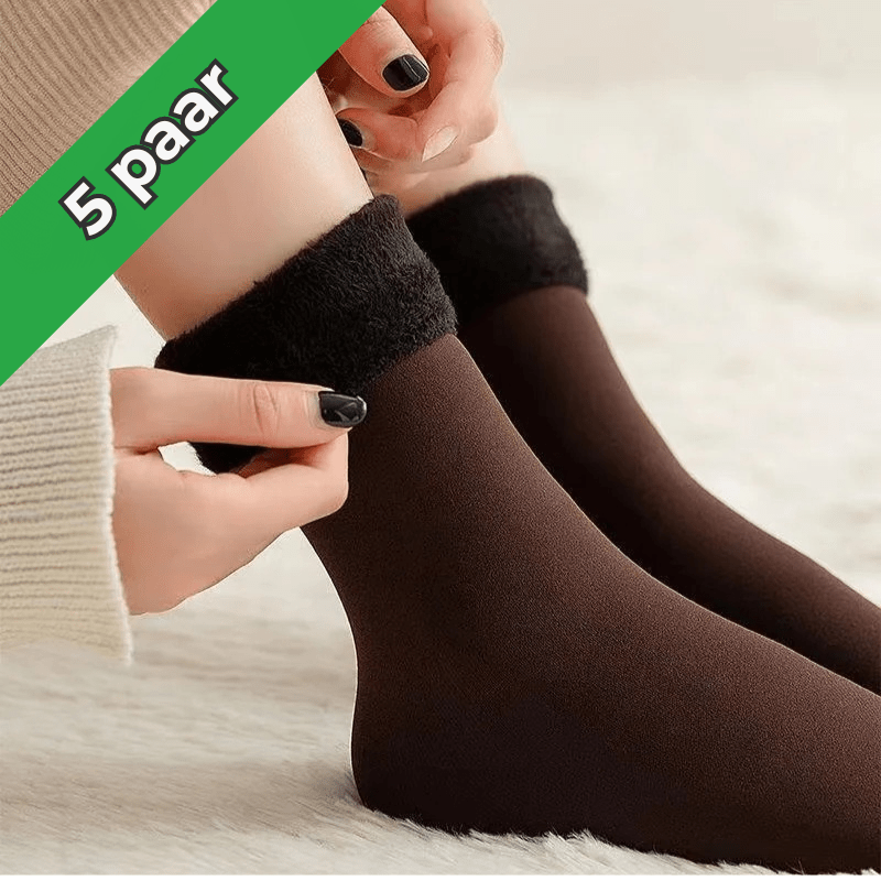 Bruin / Eén maat (36-41) Celia | Comfy 5 paar warme Sokken Mykozo