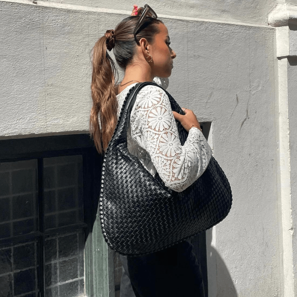 Zwart (Grote Schoudertas) Crimson LoomLux™️ - Tas Mykozo