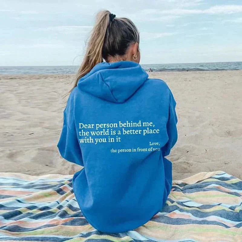 Blauw / S Dear Person Behind Me | Oversized Hoodie Mykozo