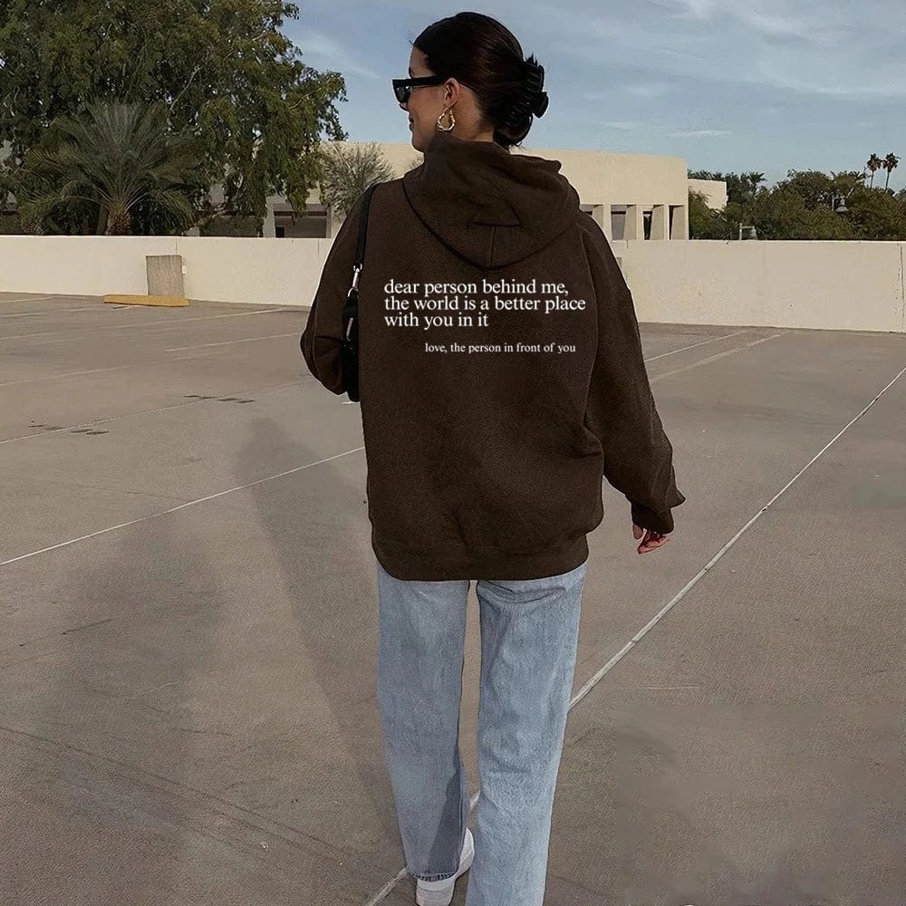 Hoodie 'Dear Person Behind Me' - Positiviteits Hoodie Mykozo