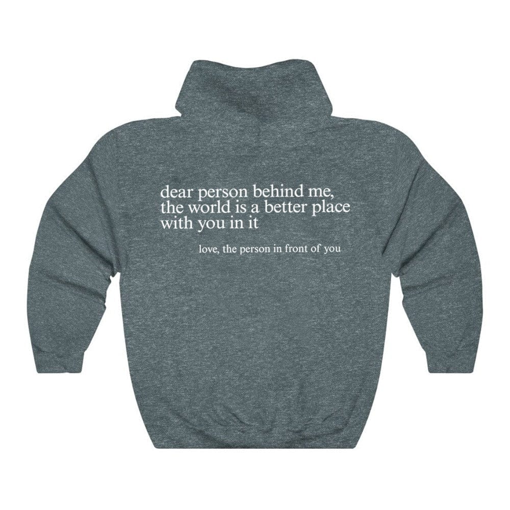 Hoodie Dark Grey / S 'Dear Person Behind Me' - Positiviteits Hoodie Mykozo