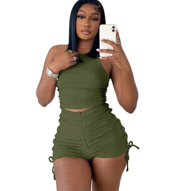 Kledingset Army Green / XXL Elara – Casual tweedelig set Mykozo