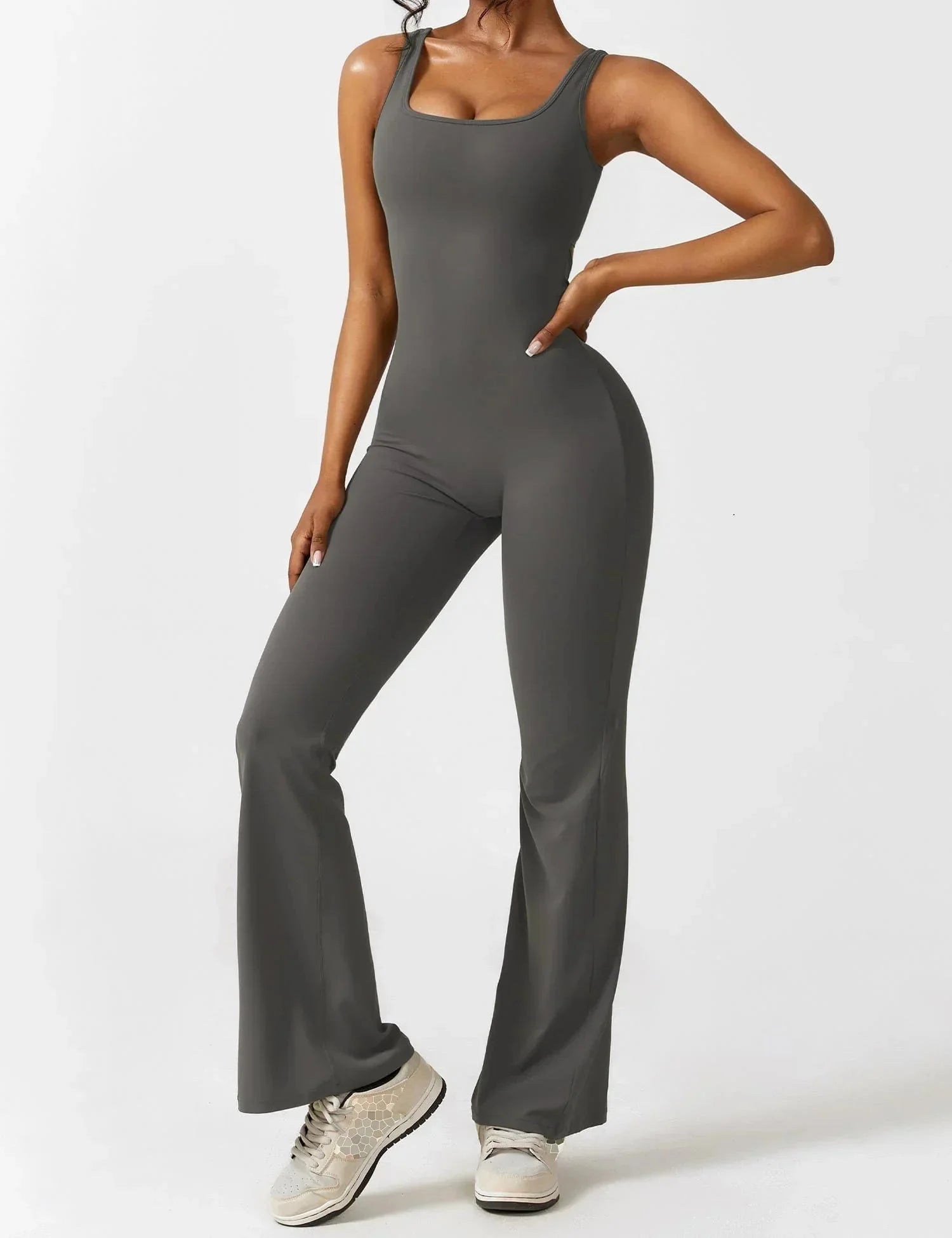 jumpsuit Grijs / S ELITE - Flare Backless Jumpsuit Mykozo