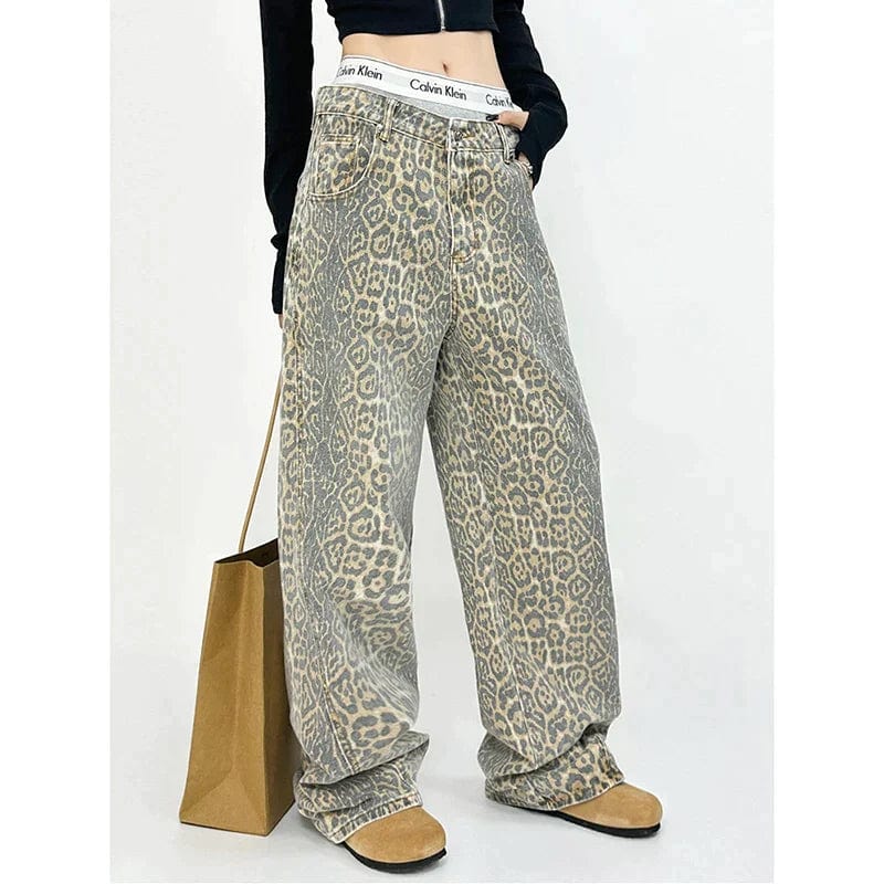 Elite™ | Trendy Luipaard-print Jeans Mykozo