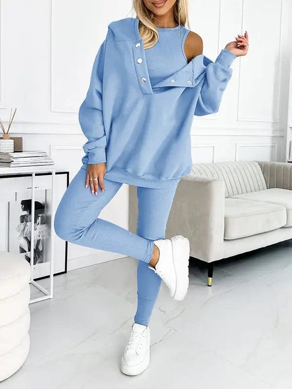 Sets Licht Blauw / S Elsemieke | Elegante Knusse Sweatshirts met capuchon Mykozo