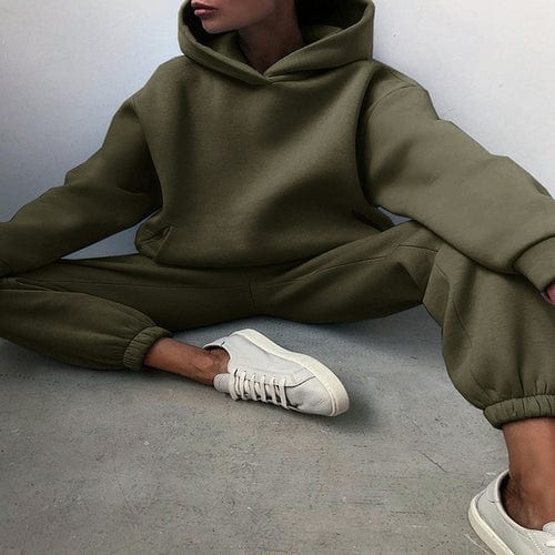 Hoodie set Army Green / S Essentiële Winter Hoodie Set Mykozo