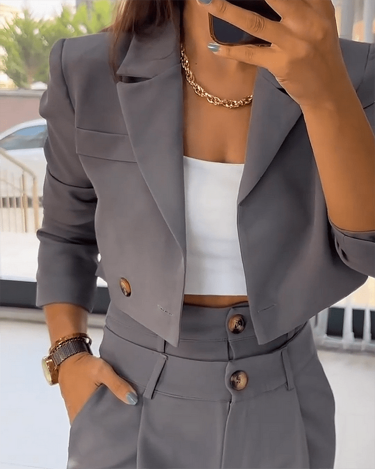 Francois | Elegante Blazer & Dubbele taille Broek Set Mykozo