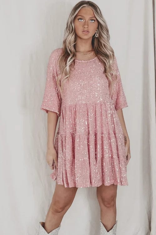 Dresses Roze / S Gijsje | Comfy Pailletten babypop jurk Mykozo