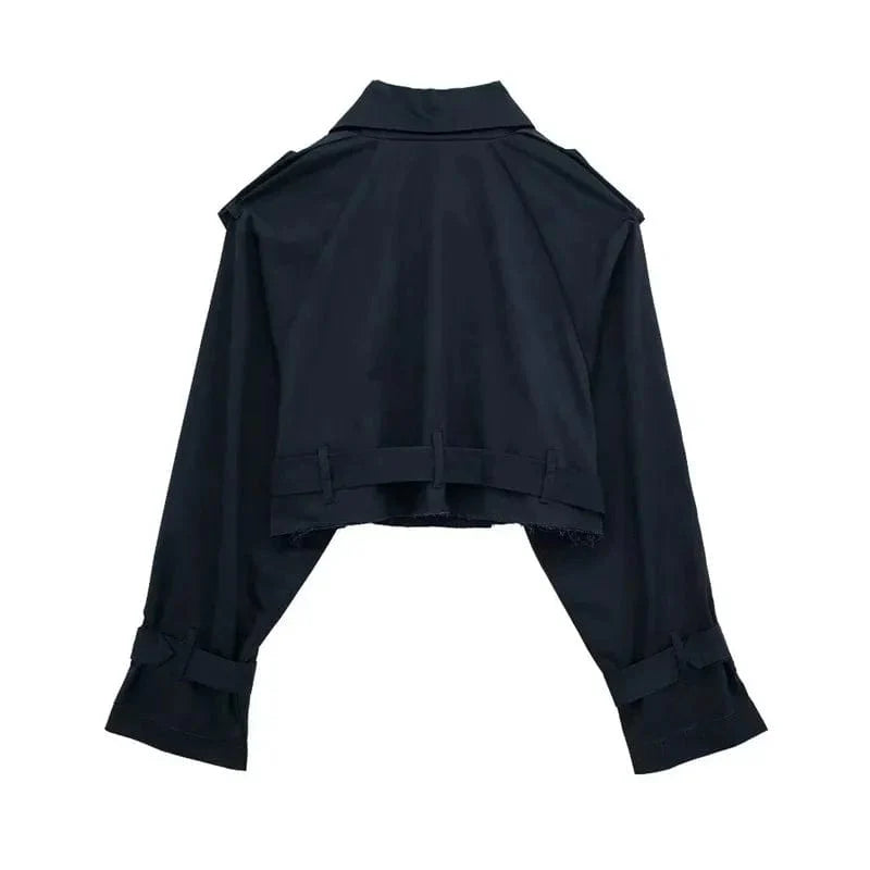 Navy Blauw / XS GlamLux™ -  Cropped Lente/ZomerJas Mykozo