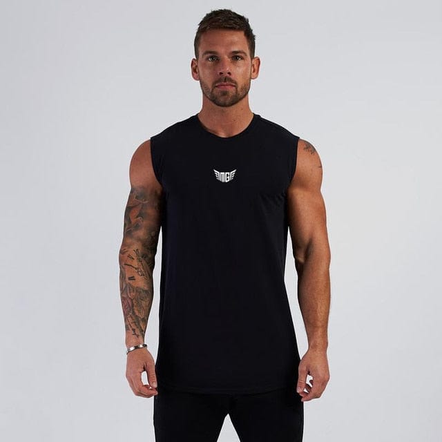 Tank Top Black 2 / M Heren Compressie Sport Tanktop Mykozo