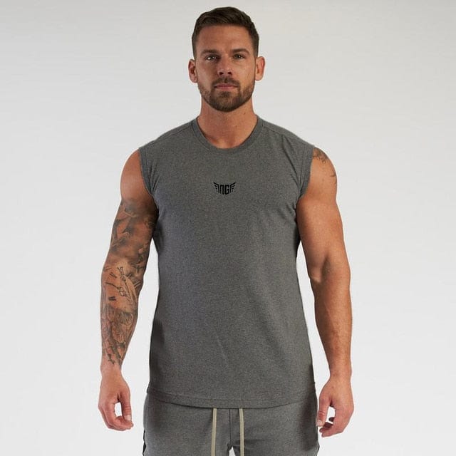 Tank Top Gray 2 / M Heren Compressie Sport Tanktop Mykozo