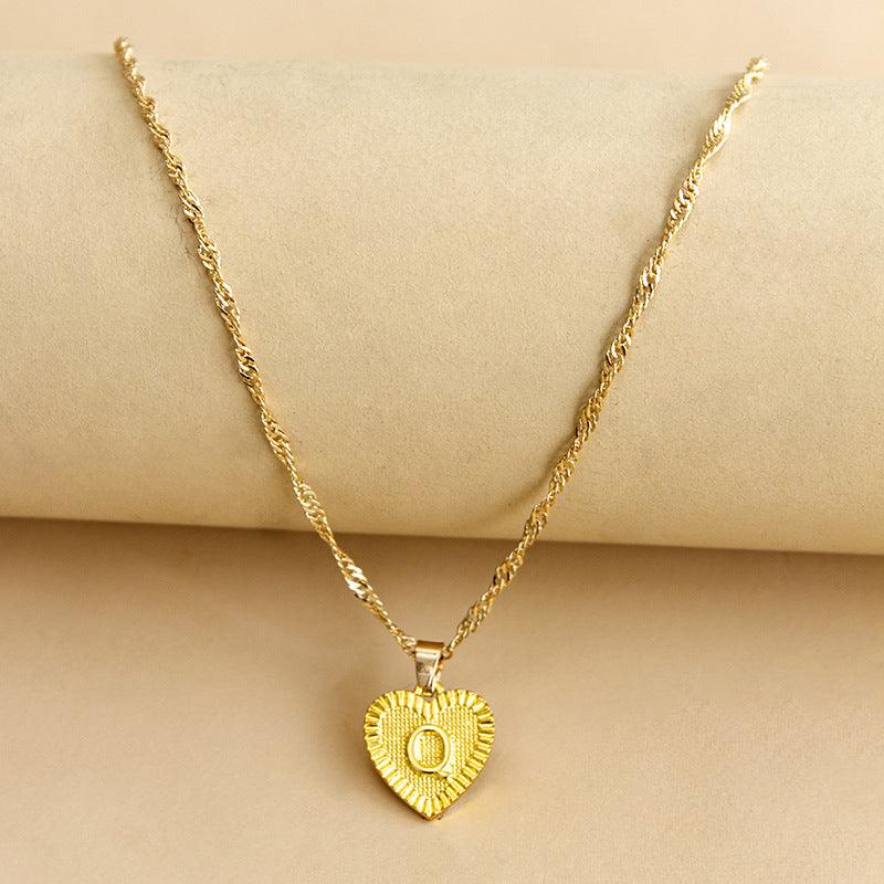 Ketting Gold / Q Isabelle - Initiaal Hart Hanger Ketting Mykozo