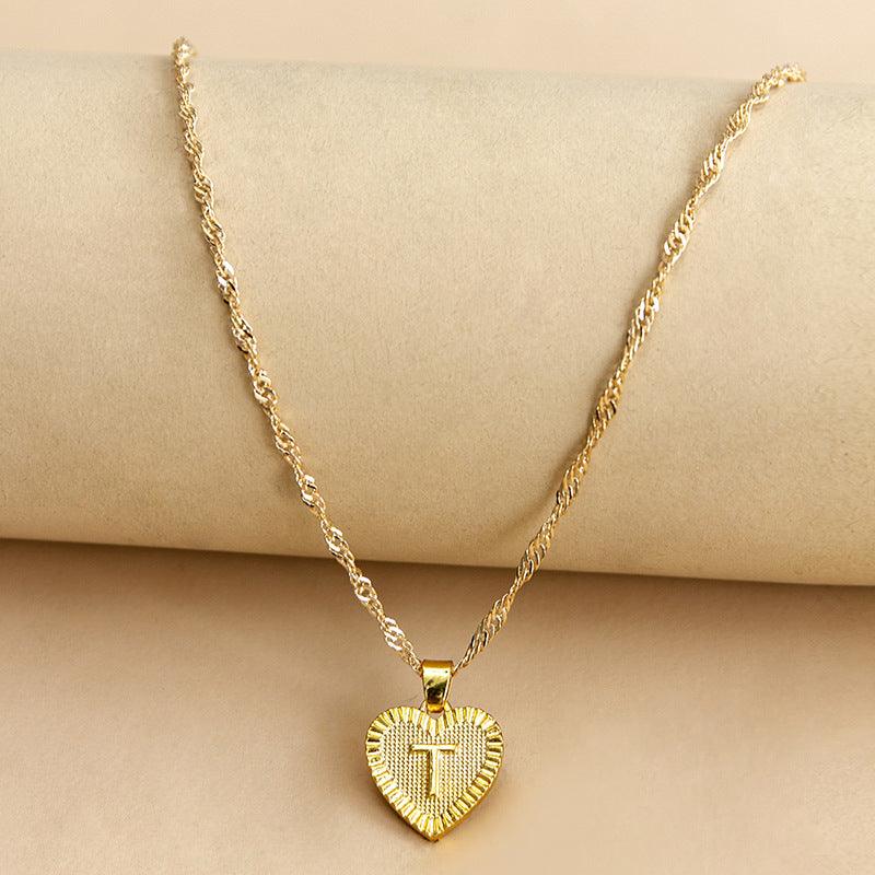 Ketting Gold / T Isabelle - Initiaal Hart Hanger Ketting Mykozo