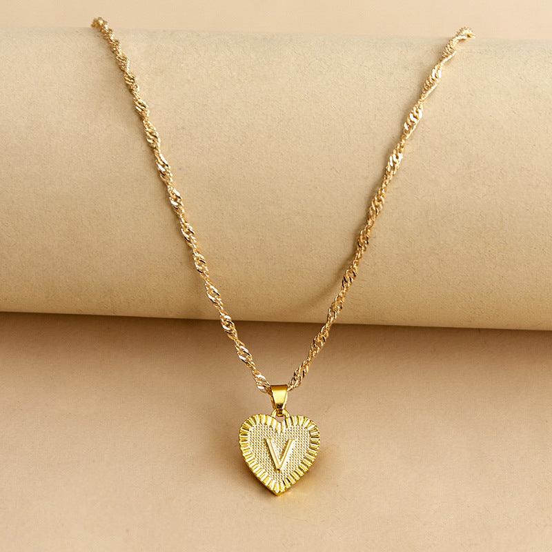 Ketting Gold / V Isabelle - Initiaal Hart Hanger Ketting Mykozo