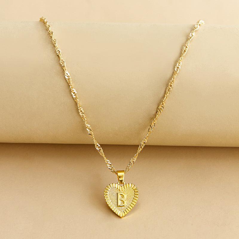 Ketting Gold / B Isabelle - Initiaal Hart Hanger Ketting Mykozo