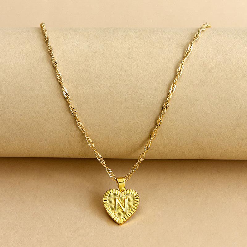 Ketting Gold / N Isabelle - Initiaal Hart Hanger Ketting Mykozo