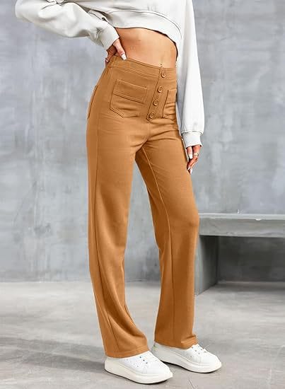 Bruin / S IVY - High-Waisted Elastische Casual Broek Mykozo