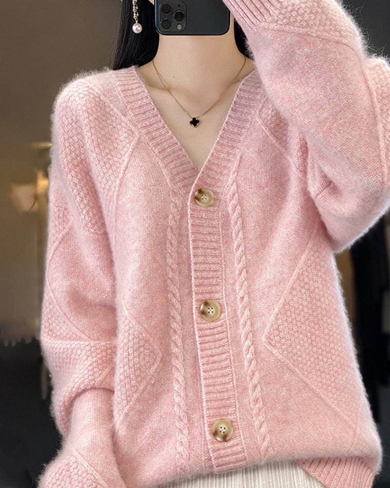 Sweaters & Cardigans Katelijn | Elegante Button down Roze trui Mykozo