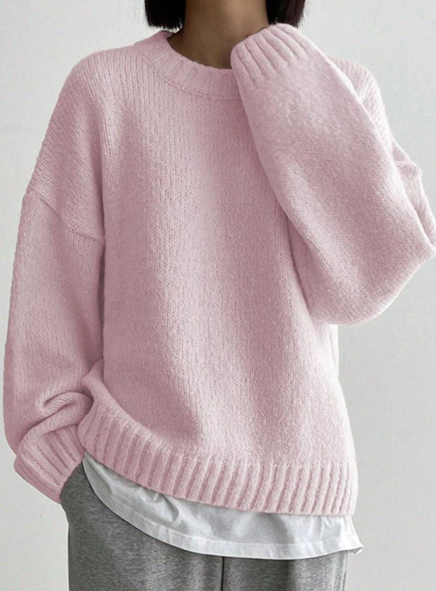 Sweater Katrien | Comfy Roze trui met ronde hals Mykozo