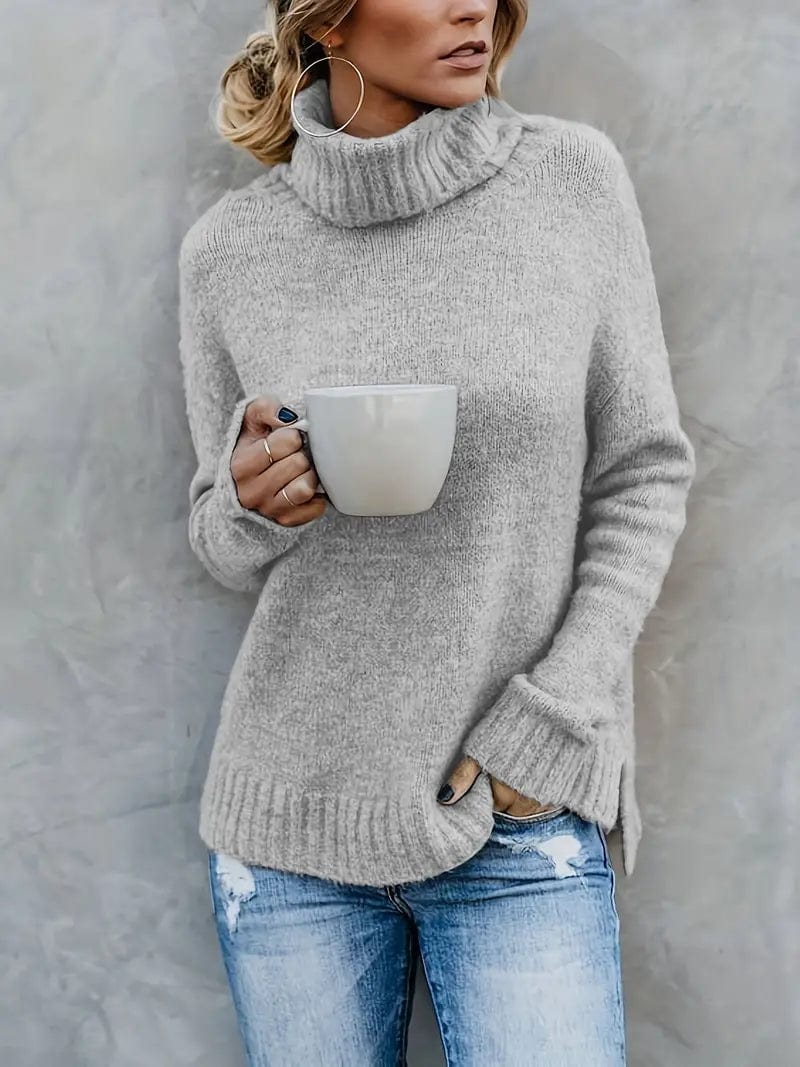 Turtleneck Grijs / S Léanne | Comfy Coltrui met volle mouwen Mykozo