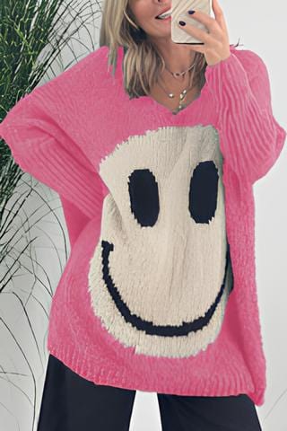 Roze / S Lilly | Elegante smiley trui met lange mouwen Mykozo