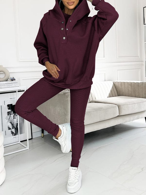 Bourgondië / S / Trui + Broek Lindy | Comfy Sweatshirt met Capuchon Mykozo