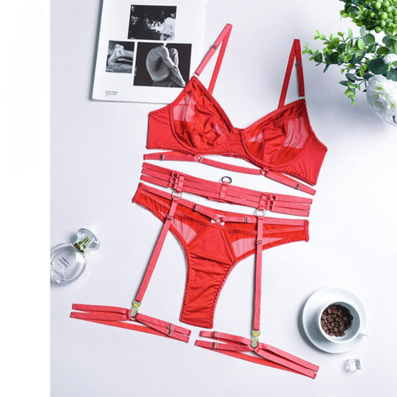 Lingerie Red / S Luna - Erotische Bilizna Lingerie Set Mykozo