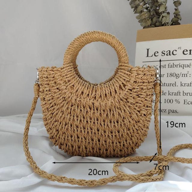 Tas Khaki / S (20*7*19cm) Luna - Handgeweven Strooien Tas Mykozo