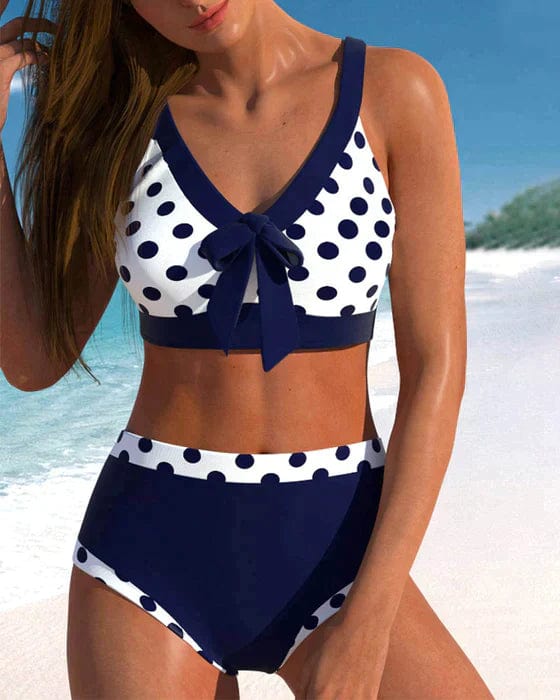 492 Donkerblauw / S Marly® | Bikini met hoge taille en patchwork stippen Mykozo