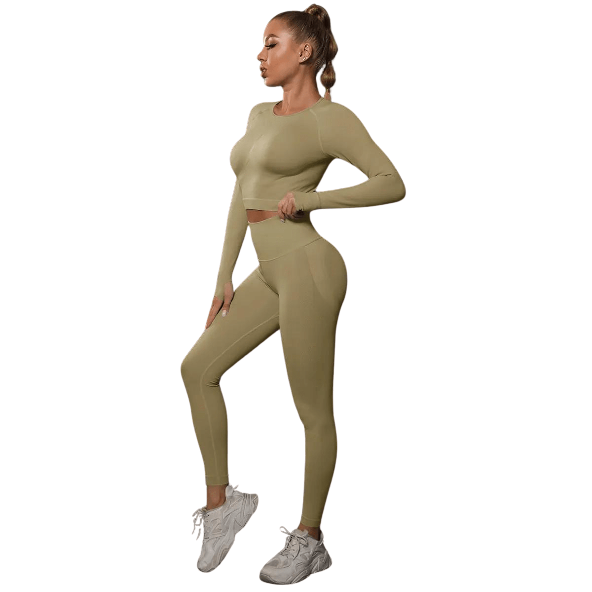 Khaki / S (36) / Legging+Top MayaFit™ - Sport Leggings + Top Mykozo