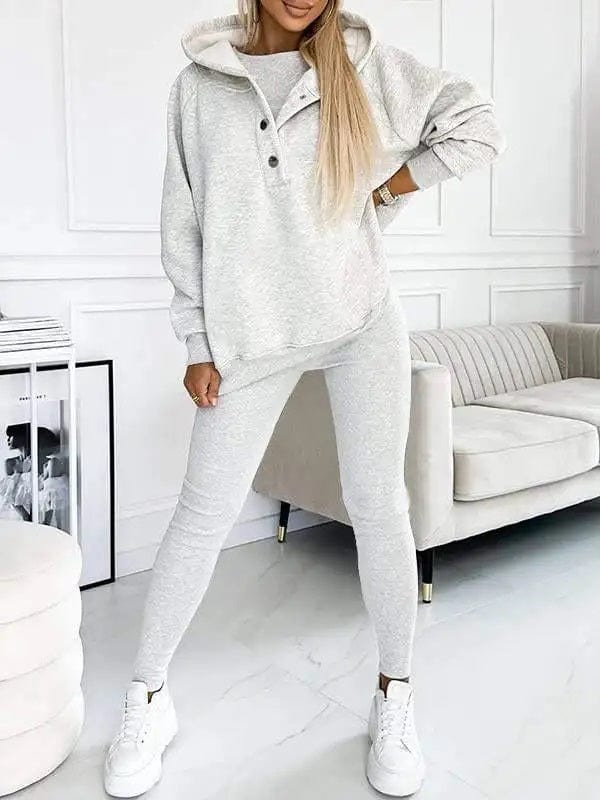 Sets Licht Grijs / Trui + Broek / S Maylin | Elegante Knusse Sweatshirts met capuchon Mykozo