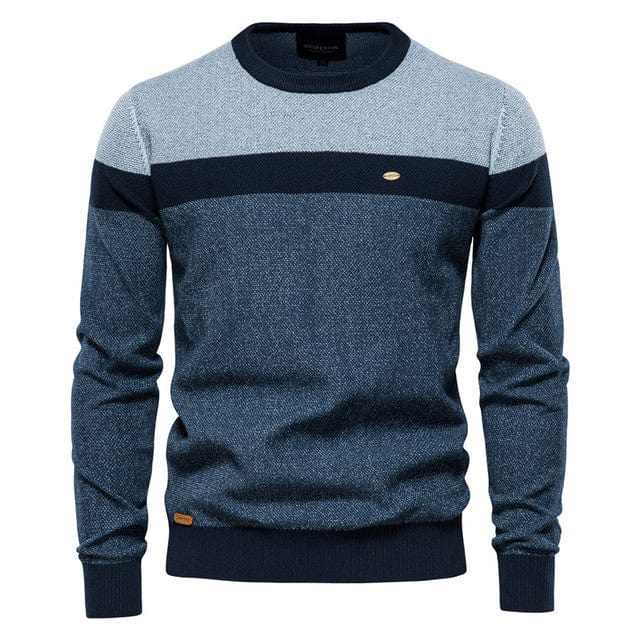 Sweater Navy / XXL Menno - Gesplitste Katoenen Heren Trui Mykozo