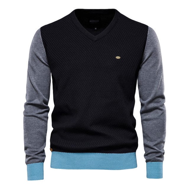 Sweater Black / M Menno - Gesplitste Katoenen Heren Trui Mykozo