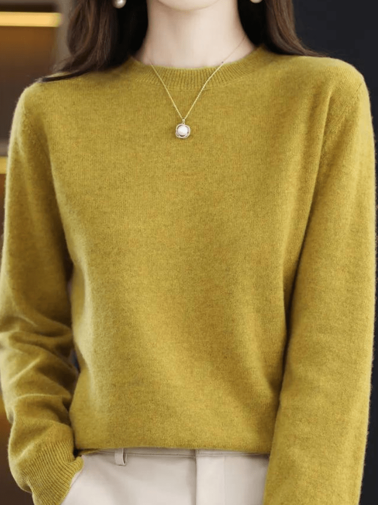 Lime / S Merino | Comfy wollen trui met lange mouwen Mykozo