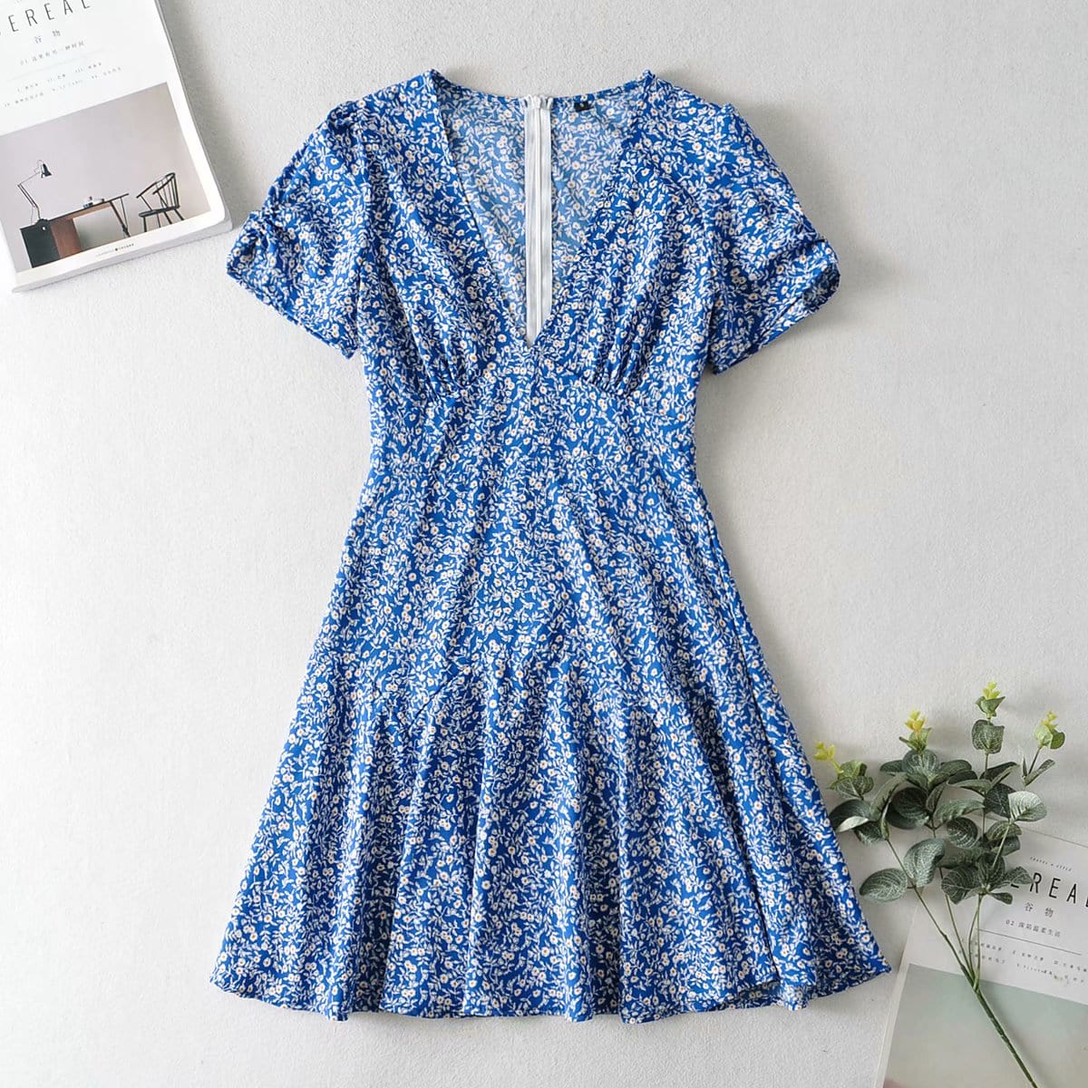 Jurk Blue / s Mia - Bloemenprint Zomerjurk Mykozo