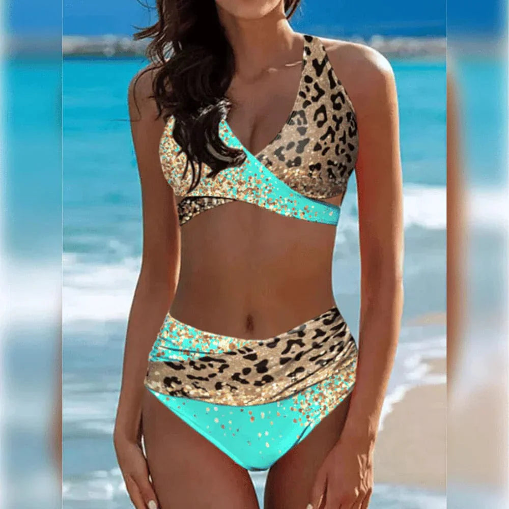 952 Aqua / XS Madeleine® | Stijlvolle bikini met luipaardprint Mykozo