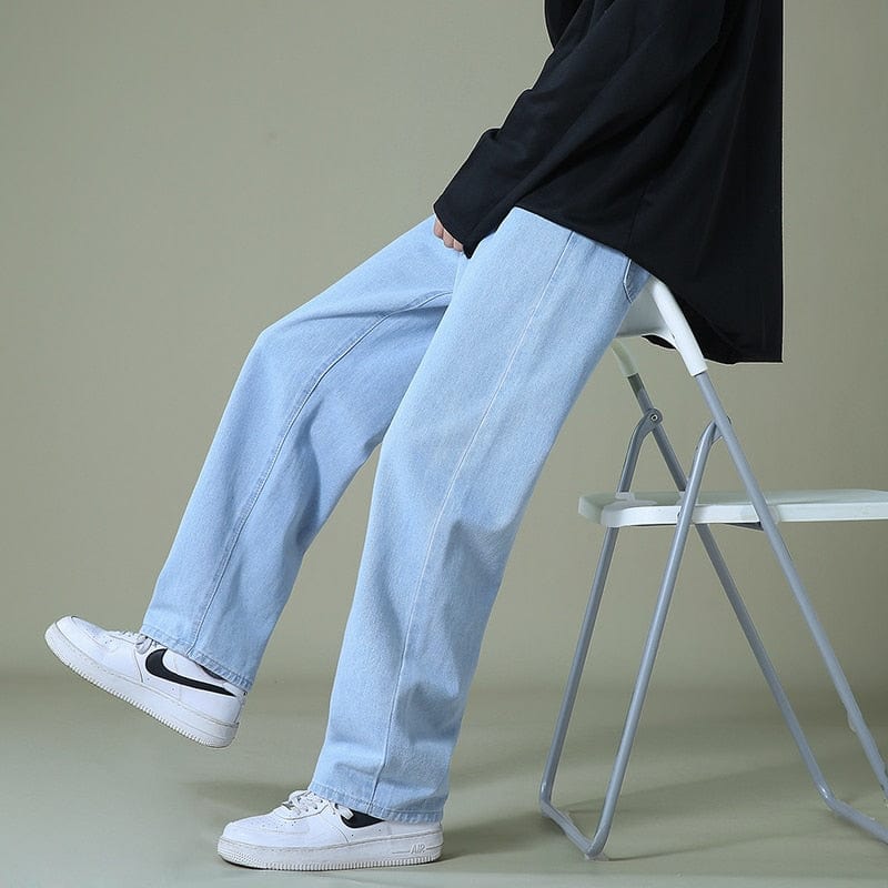 Bottoms Light blue / M Luca - Heren Denim Wijdvallende Broek Mykozo