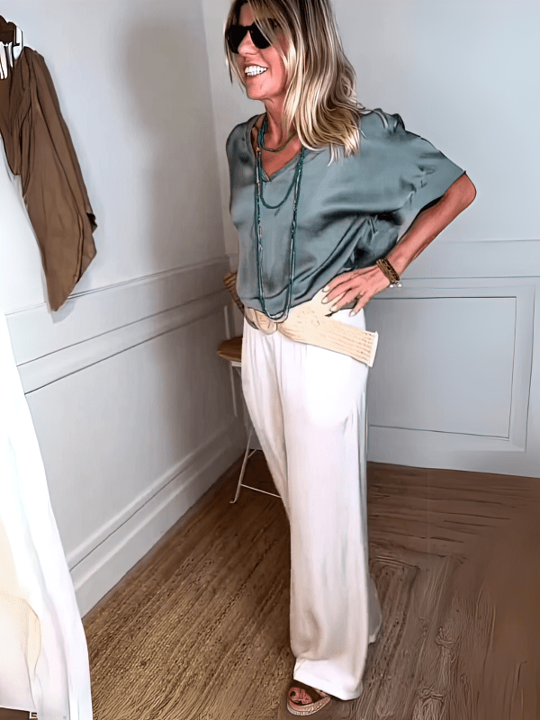 Groen / S Xarissa | Comfy Set blouses en koordbroeken Mykozo