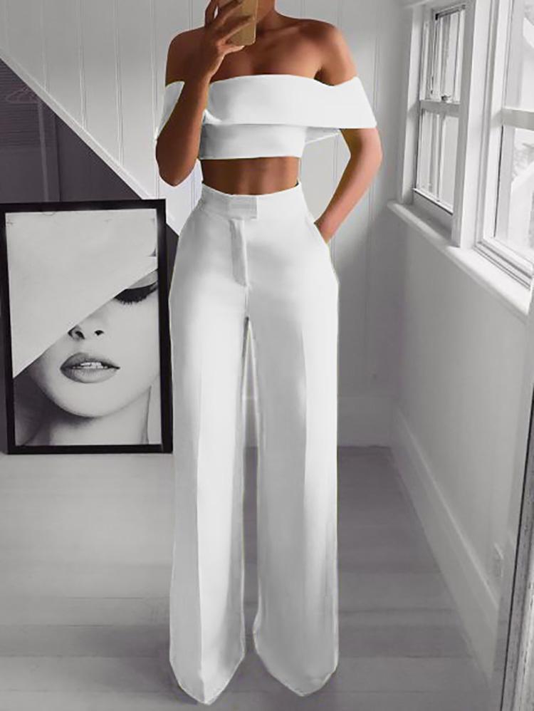 Jumpsuits White / S Bianca - Zomerse Wit-Zwarte Tweedelige Set Mykozo