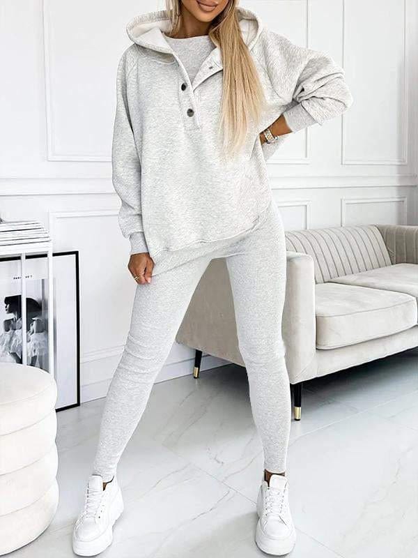 Licht Grijs / S / Trui + Broek Lindy | Comfy Sweatshirt met Capuchon Mykozo