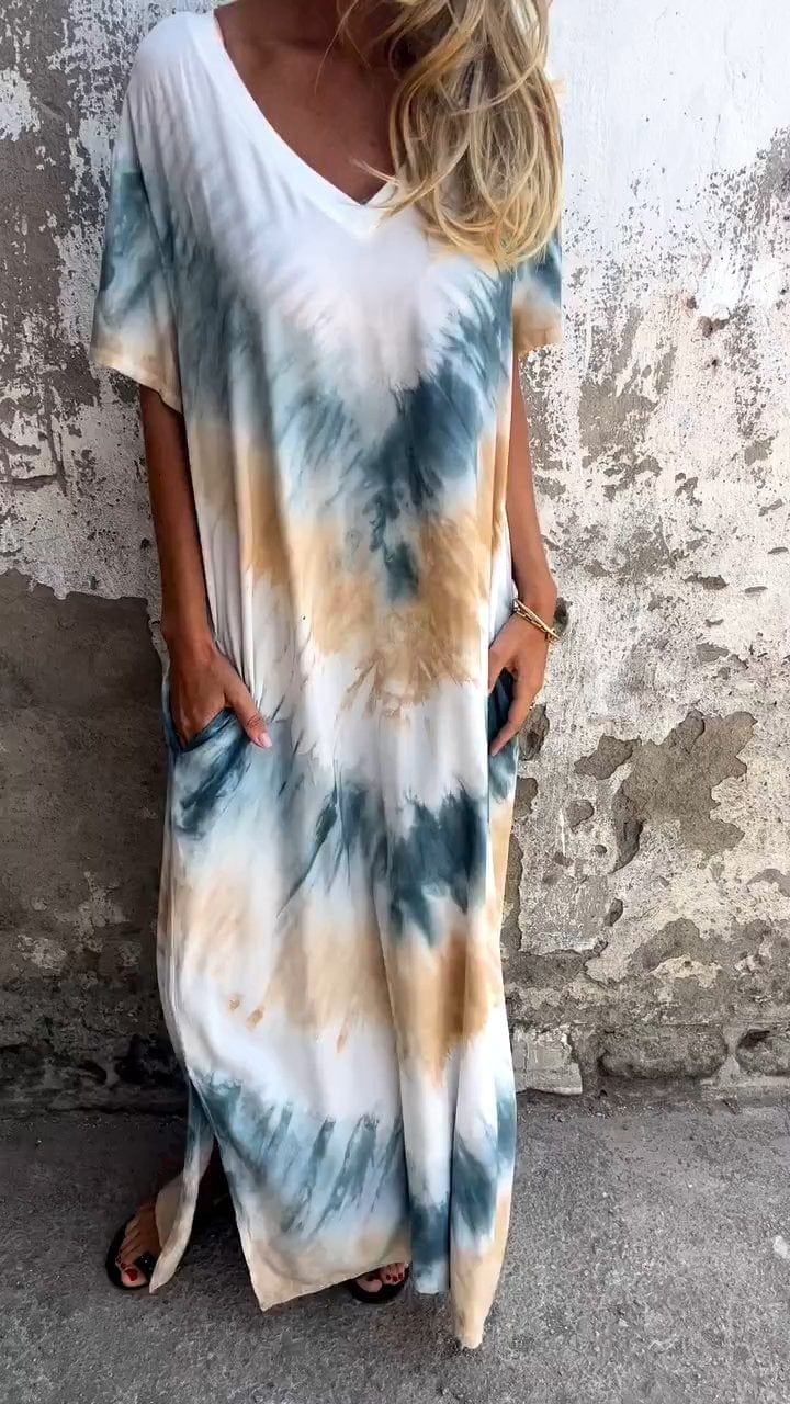 Oranje / S Caelia | Elegante Tie-dye lange jurk Mykozo